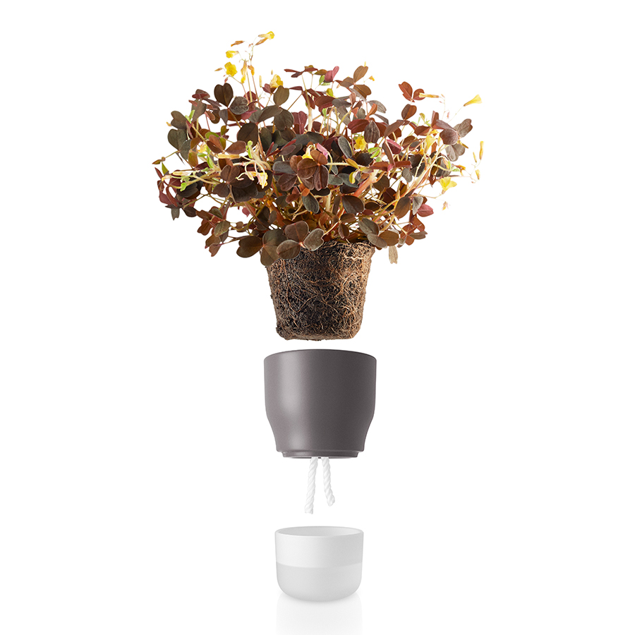 568152 Горшок для растений с функцией самополива d9 см серый Eva Solo  - Вид №1