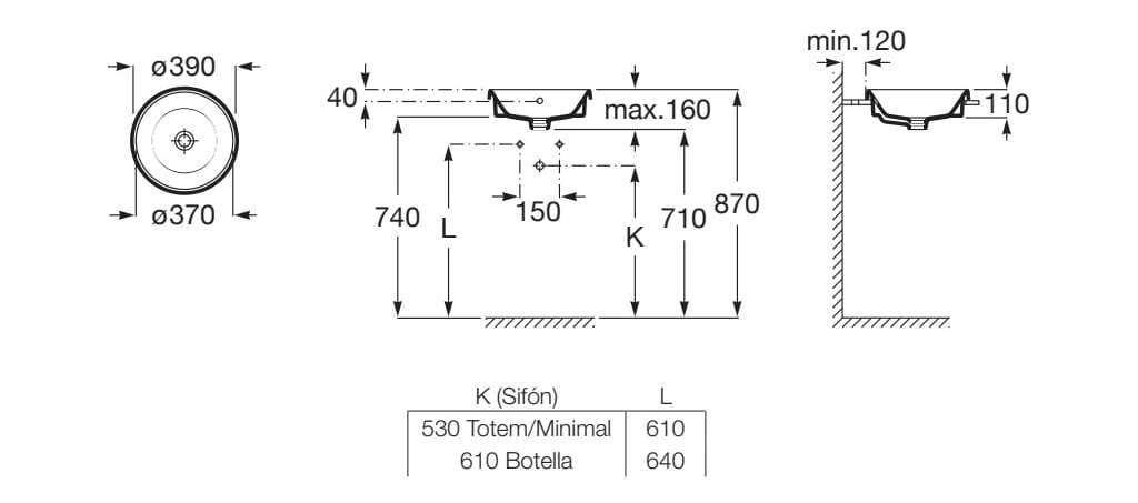 Полукруглый фарфоровый умывальник Roca The Gap ARCH-00049120 - Вид №2