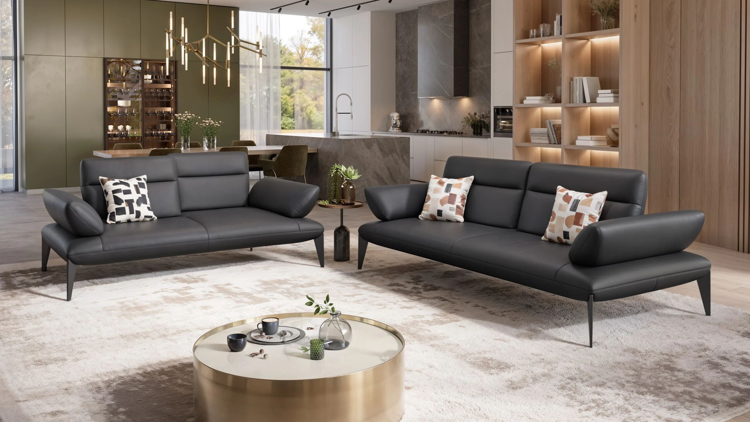 3-местный кожаный линейный диван Sofanella Лацио ARCH-00077786 - Вид №5