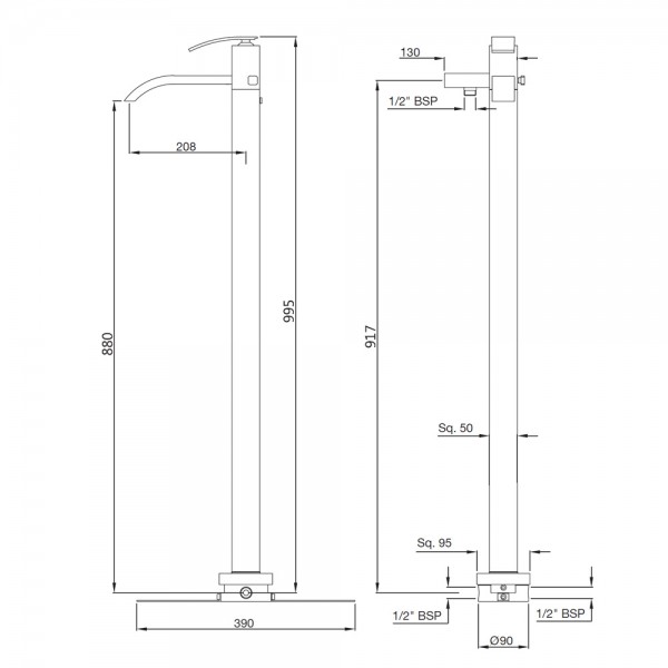 XQU-CHR-43121 Смеситель напольный Artize Xquisite Хром  - Вид №1