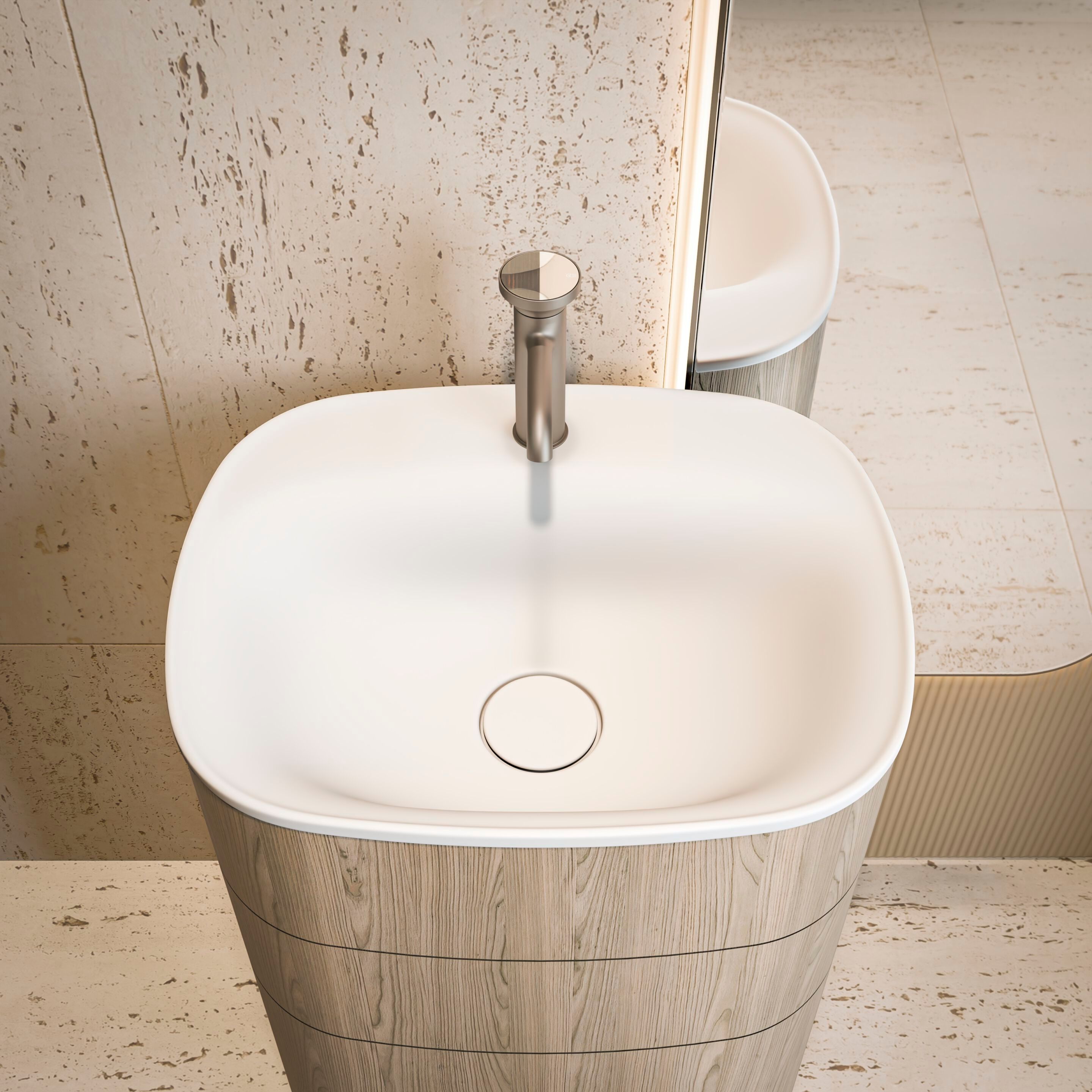 Шкаф для раковины HPL с держателем для полотенец с зеркалом Mobilcrab Curvy ARCH-00080856 - Вид №2