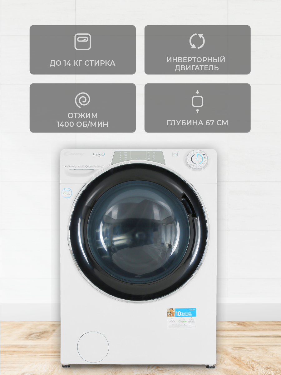 5093858 Стиральная машина Candy RP4146BWMBC/1-S белый STDN-0032452 - Вид №4