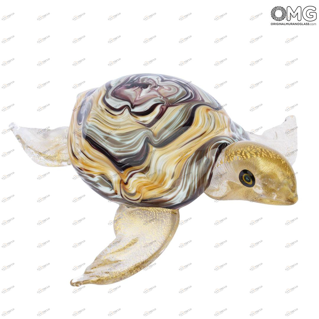 2066 ORIGINALMURANOGLASS Скульптура Разноцветная морская черепаха - муранское стекло 21 см 