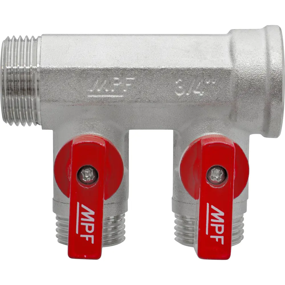 Коллектор с кранами MPF на 2 выхода 3/4"x1/2" наружная резьба STLM-2089899 - Вид №2