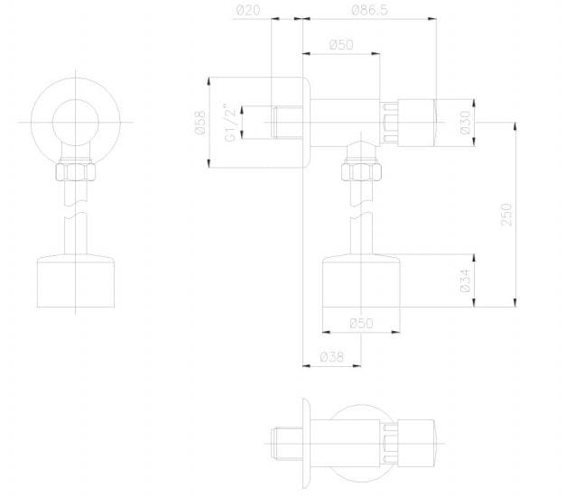 Кнопка слива металла стены Thermomat Metrotap ARCH-00101876 - Вид №2