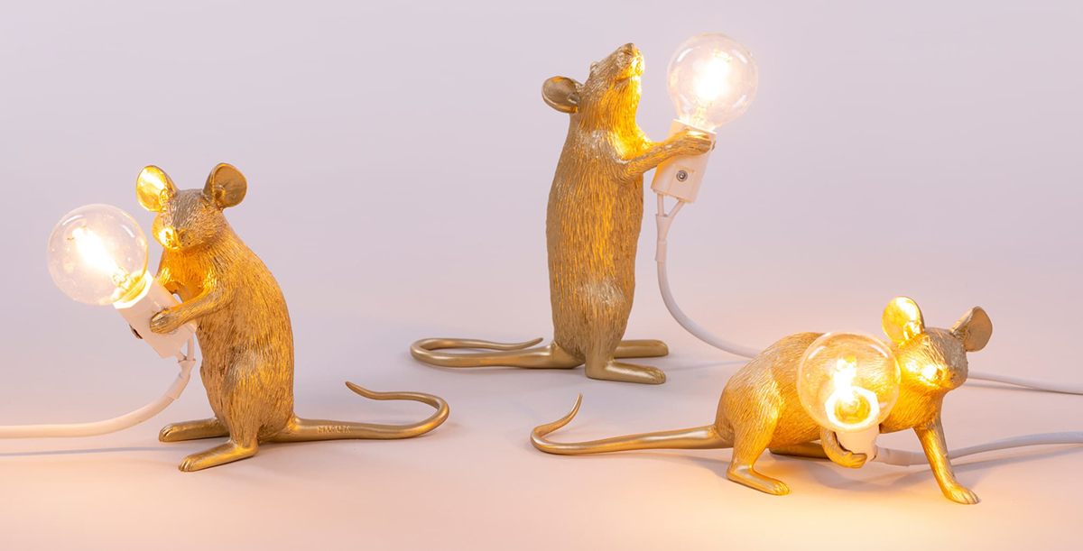 Настольная лампа 14,5х6 см золотая Mouse Lamp Gold Step 15070 GLD SELETTI ЖИВОТНЫЕ, МЫШЬ 00-3882463 Золото  - Вид №8