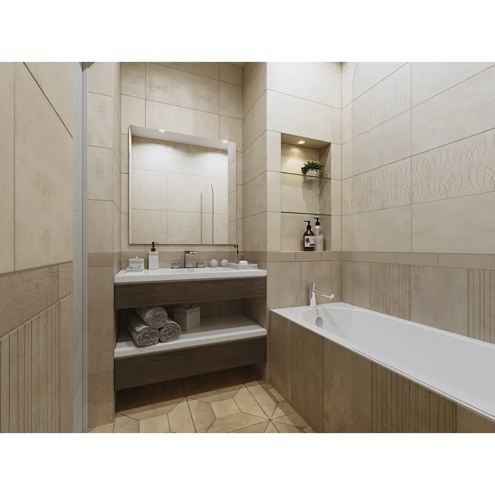 Плитка напольная Loft «Деко» 42x42 см 1.41 м2 цвет бежевый BELANI STLM-2160353 - Вид №2