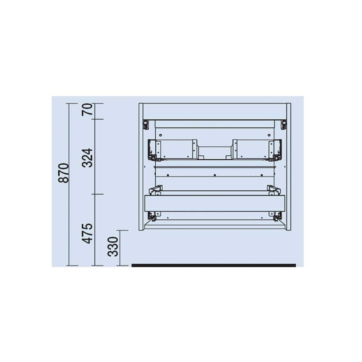 26814 SALGAR Мебель для умывальника SPIRIT 600 2 металлических ящика GLOSS WHITE 598 x 540 x 450 мм Глянцевый белый - Вид №4
