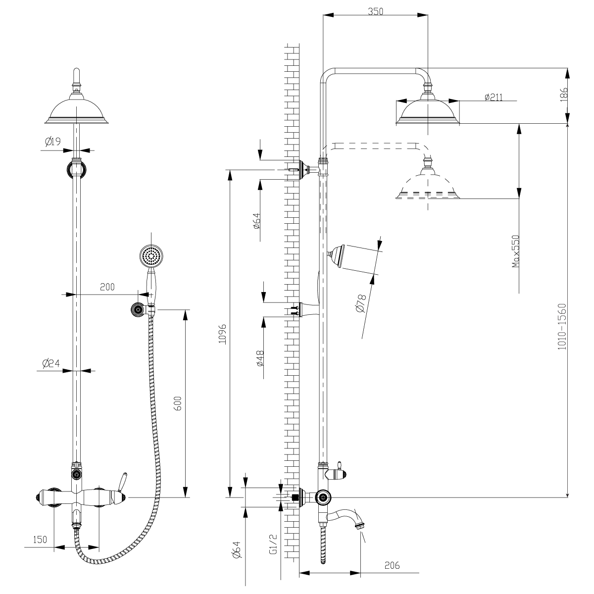 LM6762RG Смеситель Spark для ванны и душа LEMARK SPARK - Вид №1
