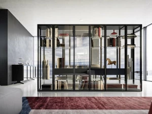 JESSE Книжный шкаф из закаленного стекла с подсветкой