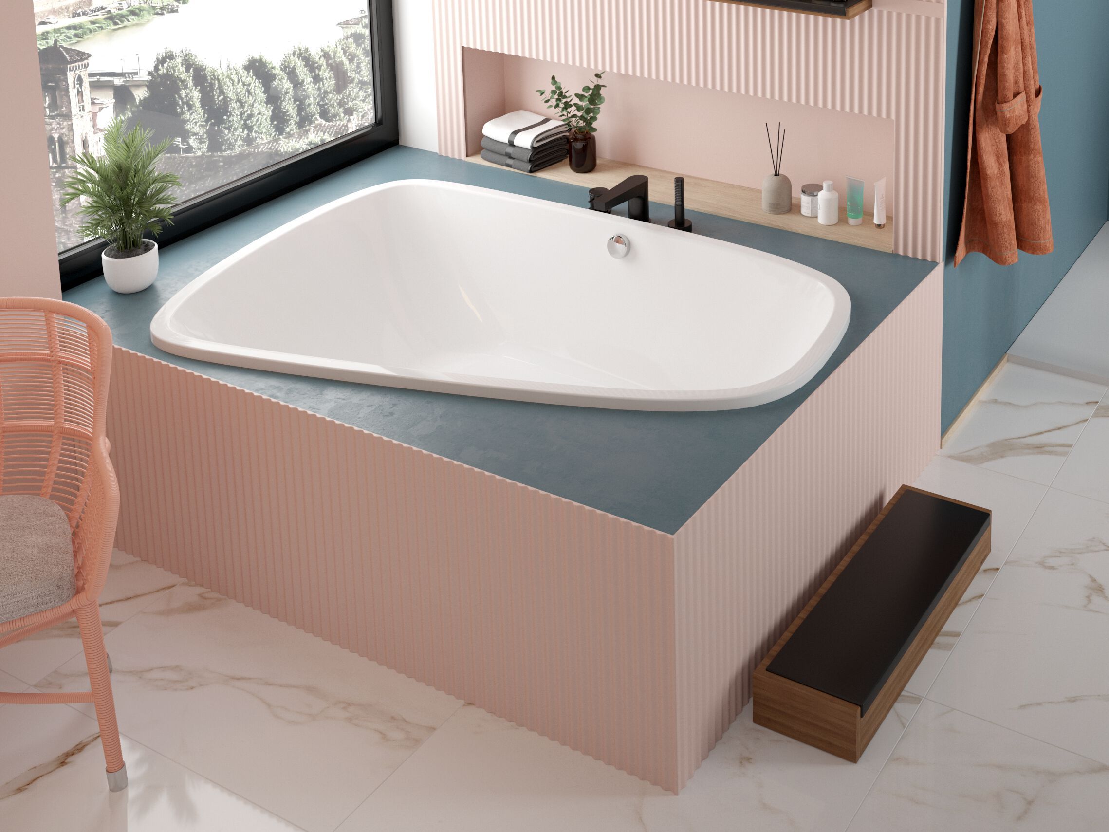 2-местная акриловая ванна с утопленной хромотерапией HOESCH DUO ARCH-00135606