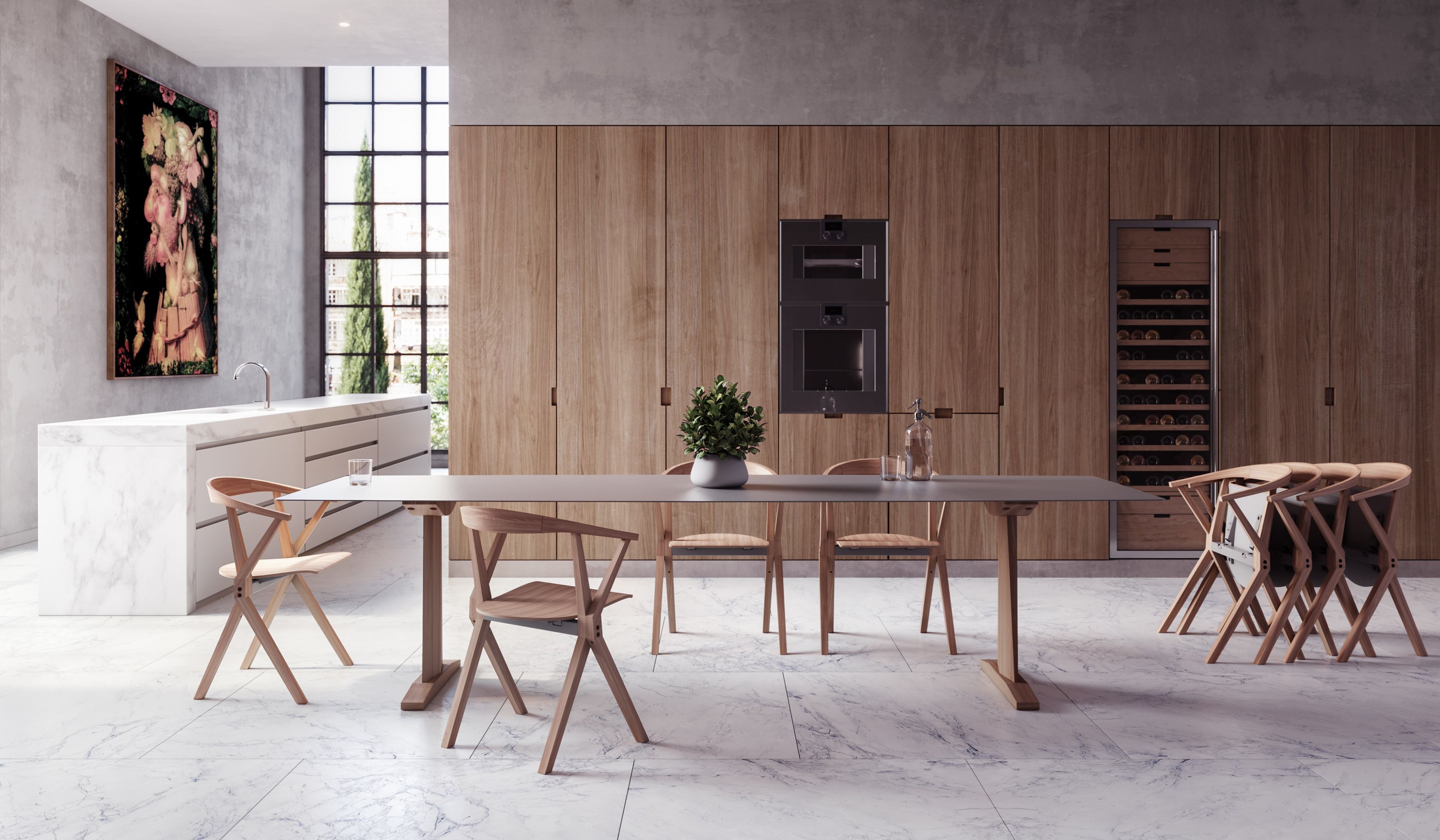 Прямоугольный стол из алюминия и дерева BD Barcelona Алюминий ARCH-00072162