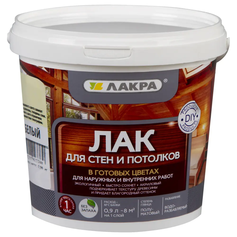 Лак тонированный для стен и потолка Лакра цвет белый 0.9 л STLM-2053630 - Вид №2