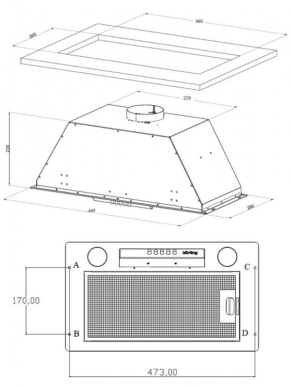 8169894 Вытяжка полновстраиваемая Korting KHI 6631 RN черный/золотистый STDN-0151043 - Вид №8