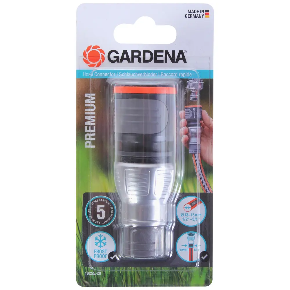 Коннектор для шланга быстросъёмный Gardena Premium 1/2 - 5/8 дюйма 81907431 STLM-2019654  - Вид №2