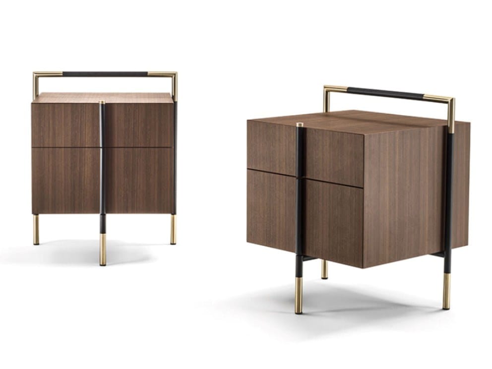 Прикроватная тумбочка из шпона с ящиками Frigerio Кевин ARCH-00123042