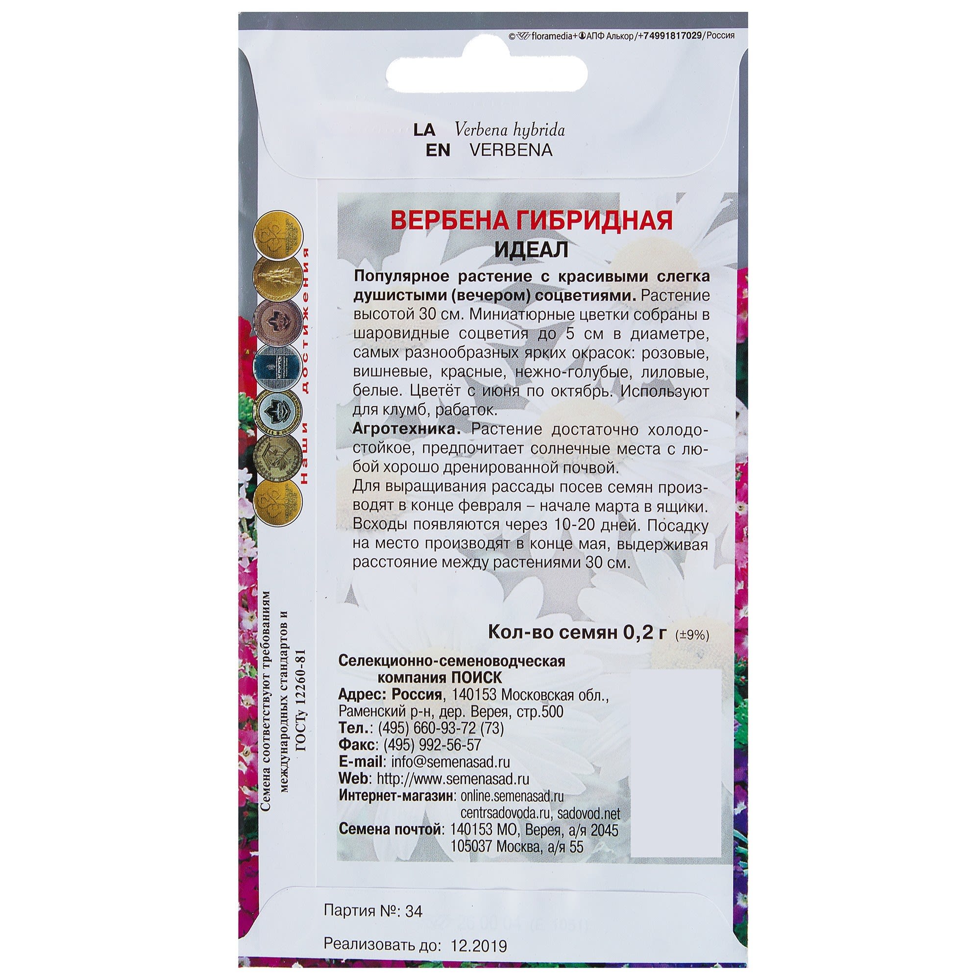 17229565 Вербена гибридная «Идеал» Santreyd  - Вид №1