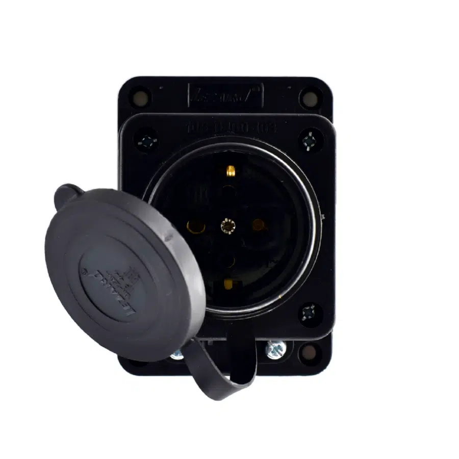 Розетка наружной уст. прямая с заглушкой 2Р+РЕ 1х16А 220-240V черный LEZARD 106-0400-0103 - Вид №7