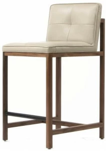 BassamFellows Стул из мягкой кожи со спинкой Wood frame dining Cb-542