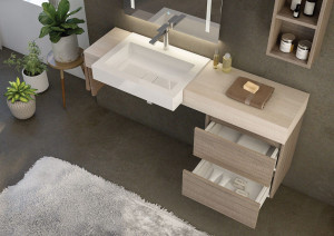 Деревянный секционный подвесной умывальник