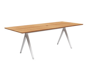 Алюминиевый и деревянный прямоугольный садовый стол