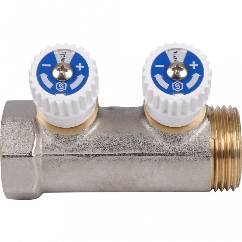 Коллектор 1" STOUT с вентилями на 2 выхода 1/2" SMB6851011202 - Вид №1