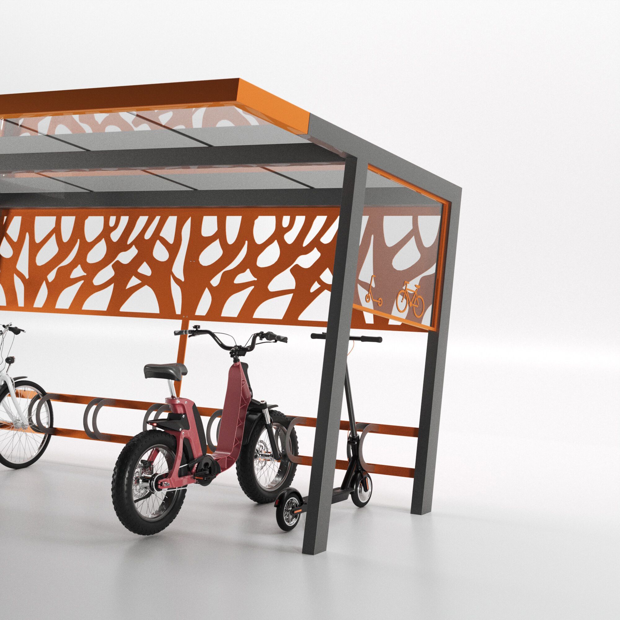 Стальной и поликарбонатный навес для велосипедов и мопедов CITYSì CROSS ARCH-00108240 - Вид №3