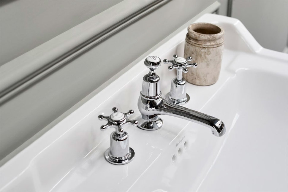 Смеситель для раковины на 3 отверстия с донным клапаном [BI12]  Burlington T14-QT, T3  - Вид №2