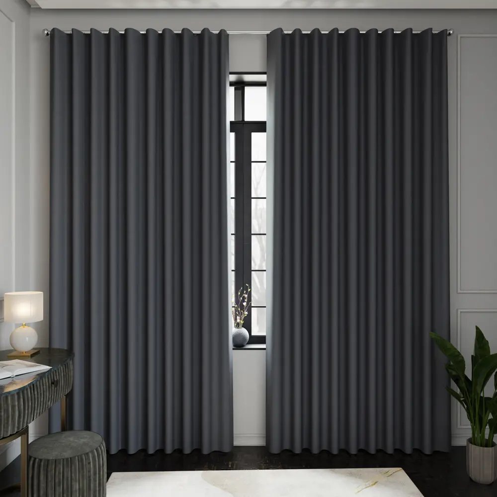 MIAMOZA Шторы Виолетта на ленте 160x280 см темно-серые 89405532 STLM-1565614