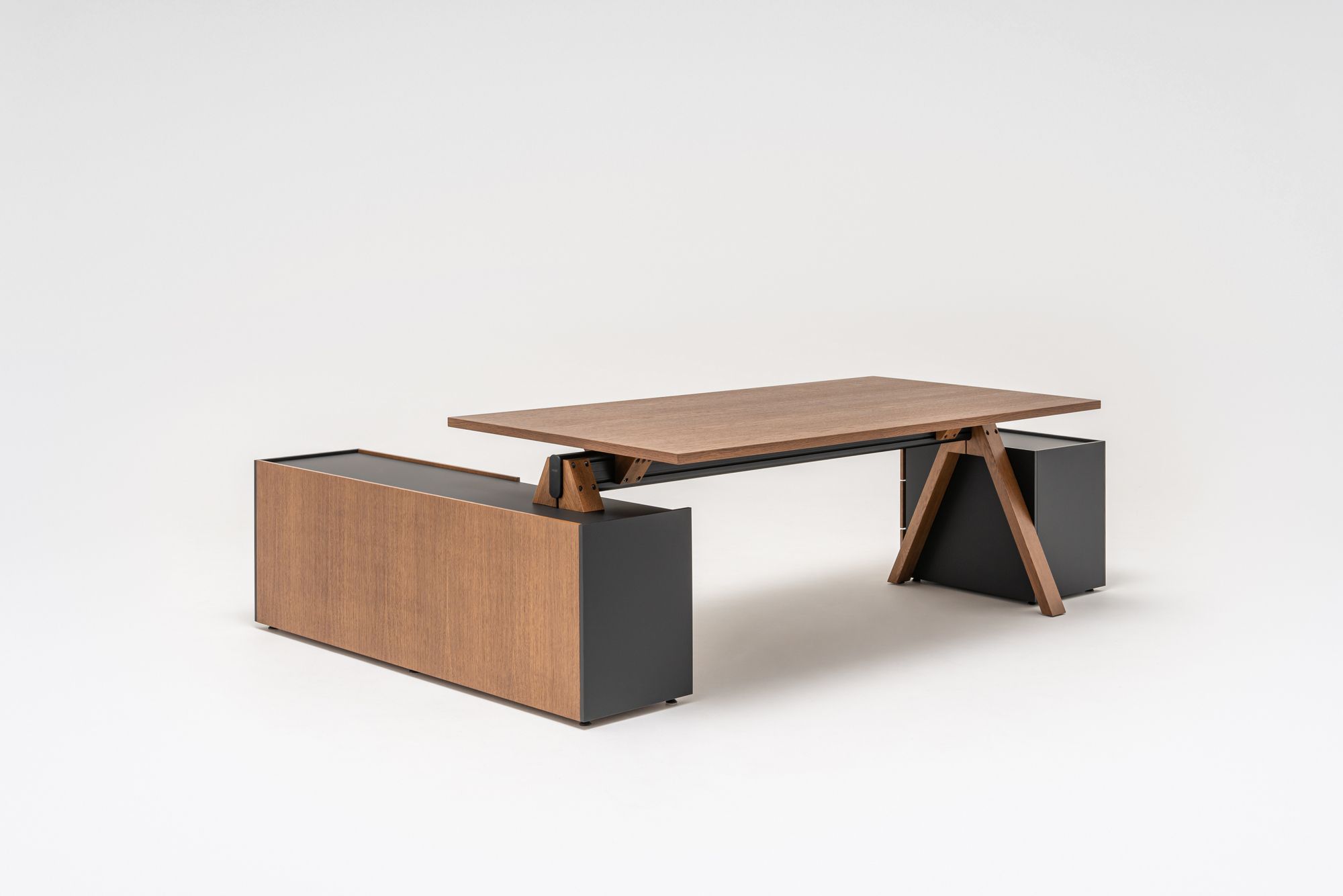 Деревянный угловой секционный стол со встроенной полкой MDD Viga ARCH-00080022 - Вид №7