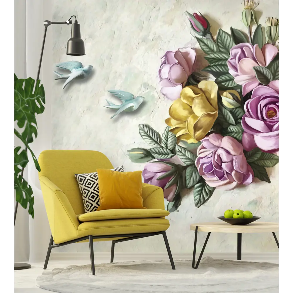 Фотообои Цветочный барельеф флизелиновые, 300x270 см, L13-200 FBRUSH 3D FLIZART STLM-2064549 - Вид №2