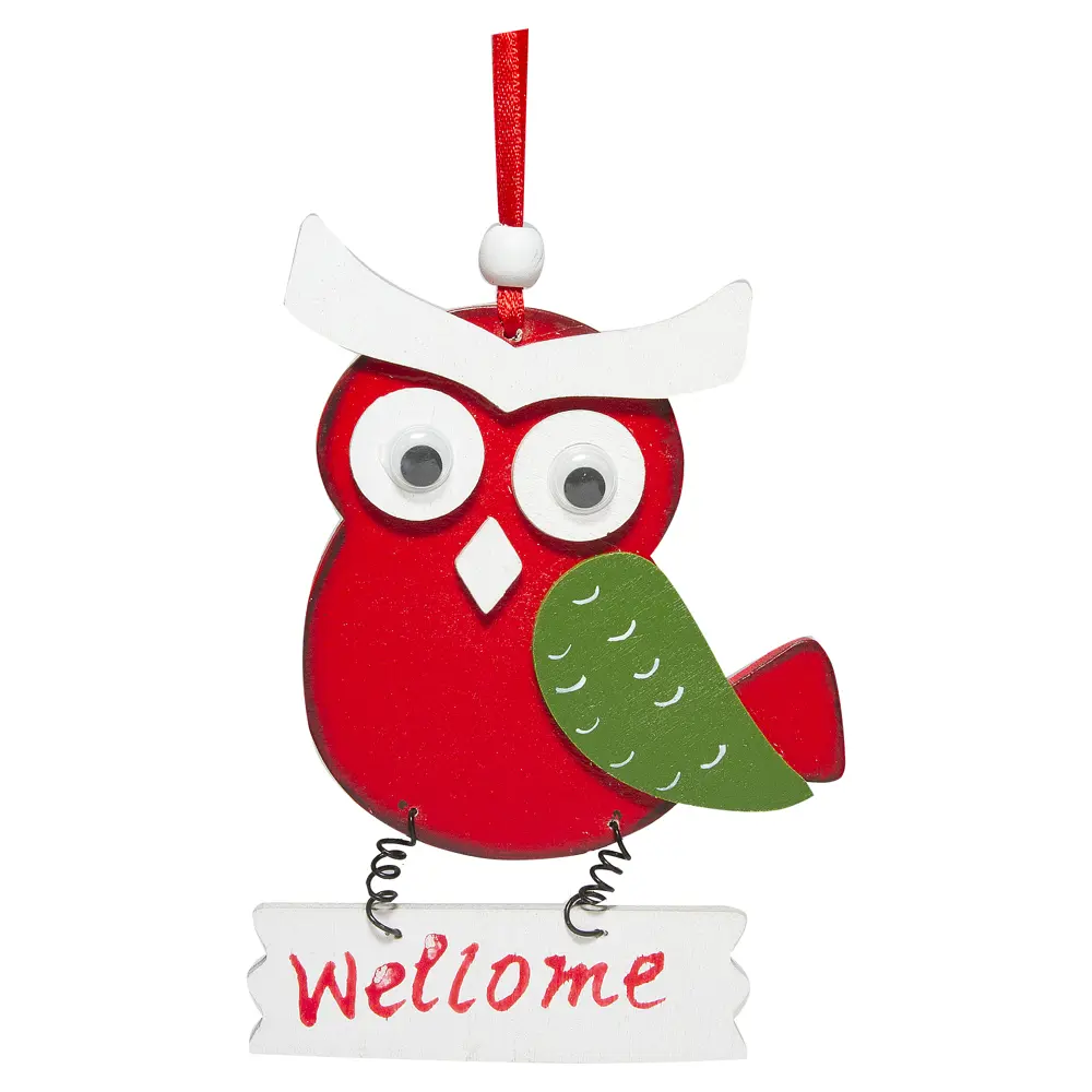 Ёлочное украшение «Сова» 12x8 см, цвет зеленый/красный Santreyd STLM-2062625