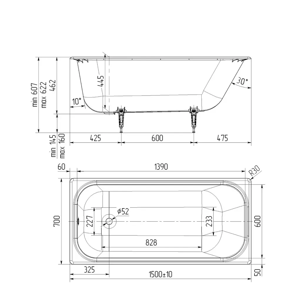 Santreyd Престиж — чугунная ванна 150×70 см для элегантного интерьера 82619565 ЛМ STLM-0031899 - Вид №4