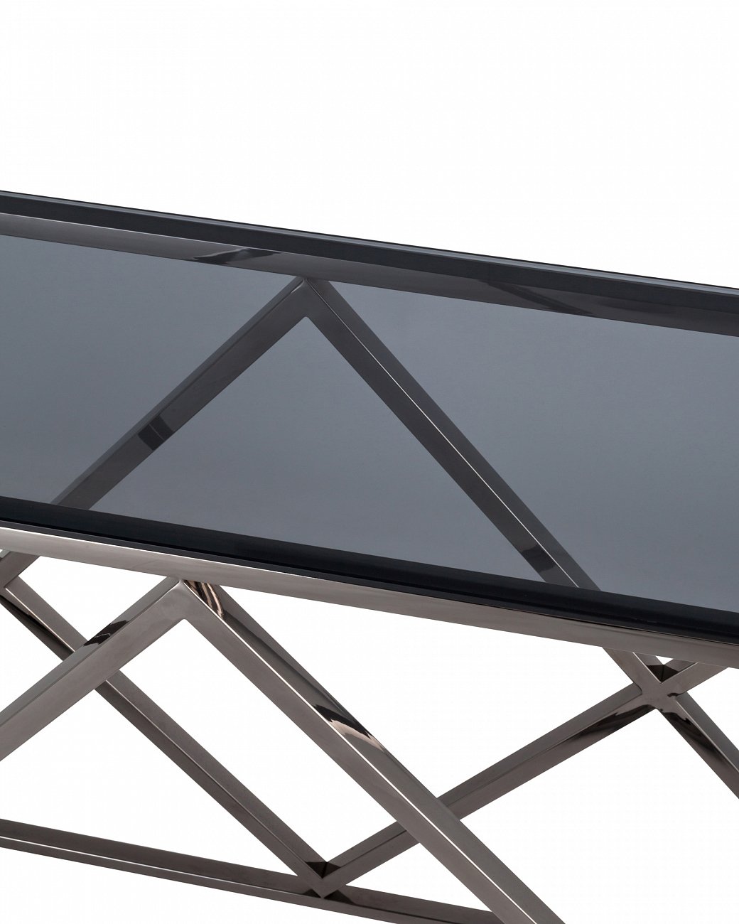 Консоль стеклянная 115х30 см дымчатая с основанием темный хром "Инсигния" STOOL GROUP  00-3881882 Серебро  - Вид №3