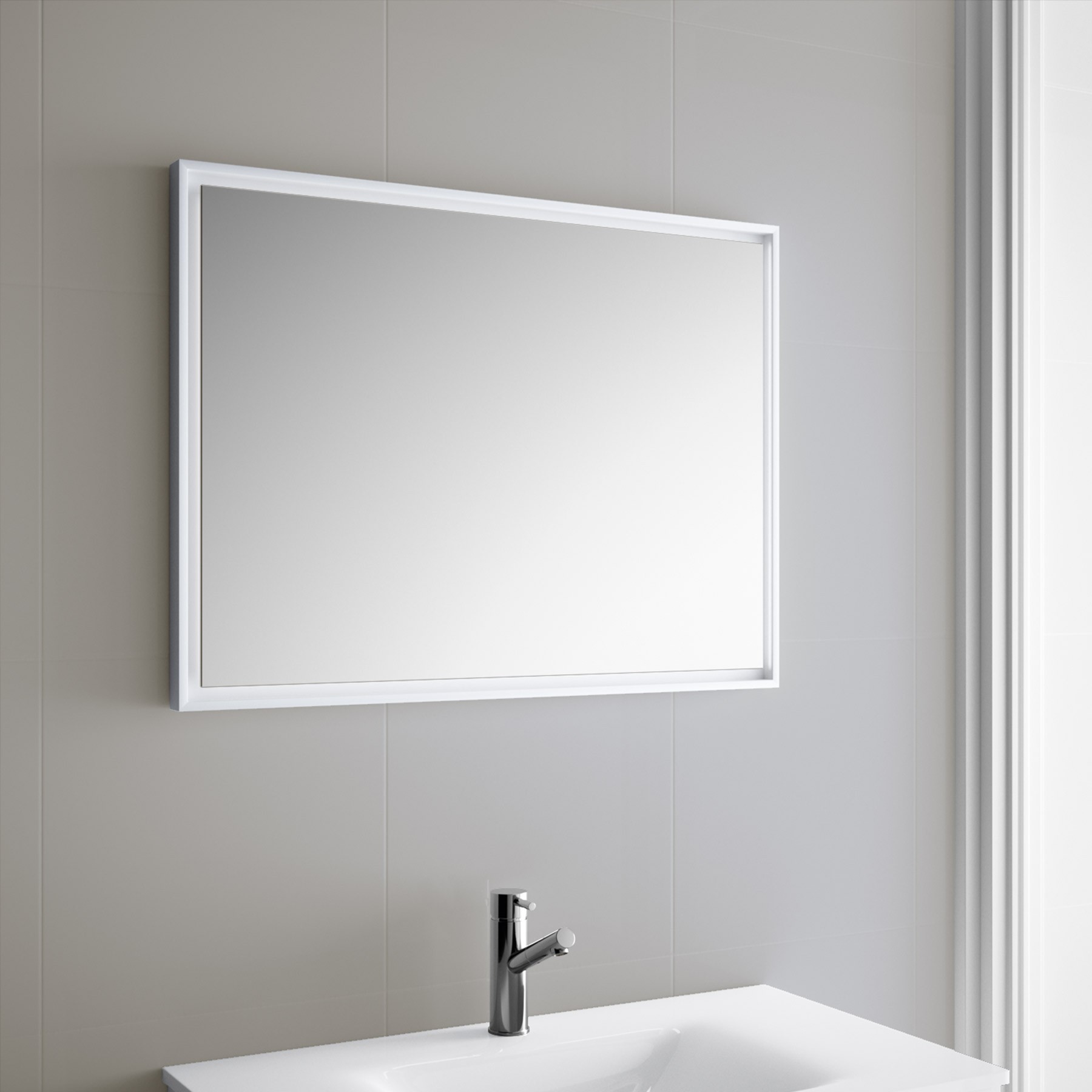 19089 SALGAR Зеркало ROMA 800 с белой рамкой LED свет (18W) IP44 600 x 800 мм - Вид №4