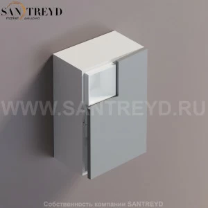 FLAT V Подвесной шкаф с мыльницей с петлями справа. Отделка: белая краска и серая краска. AFXMO237042ZG