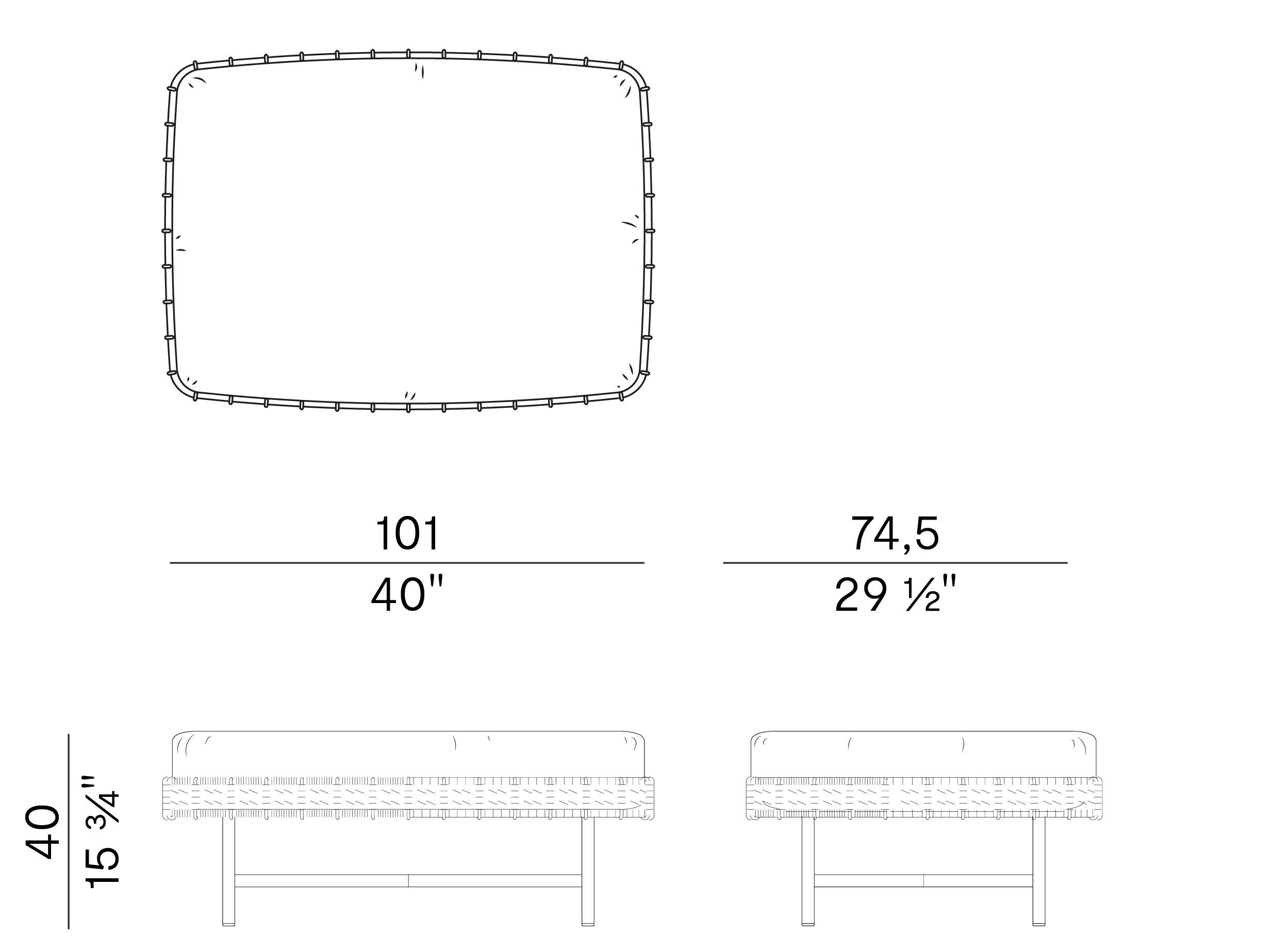 Прямоугольный мягкий пуф из веревки и ткани Potocco Ropu ARCH-00030333 - Вид №2