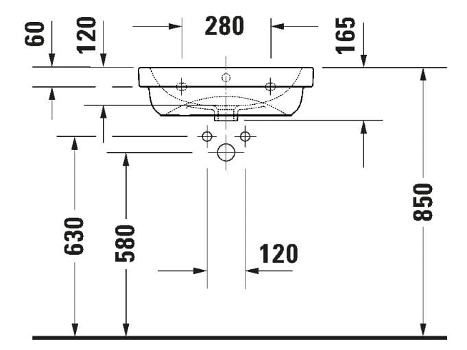 Керамическая раковина с переливом Duravit D-Code ARCH-00080482 - Вид №3