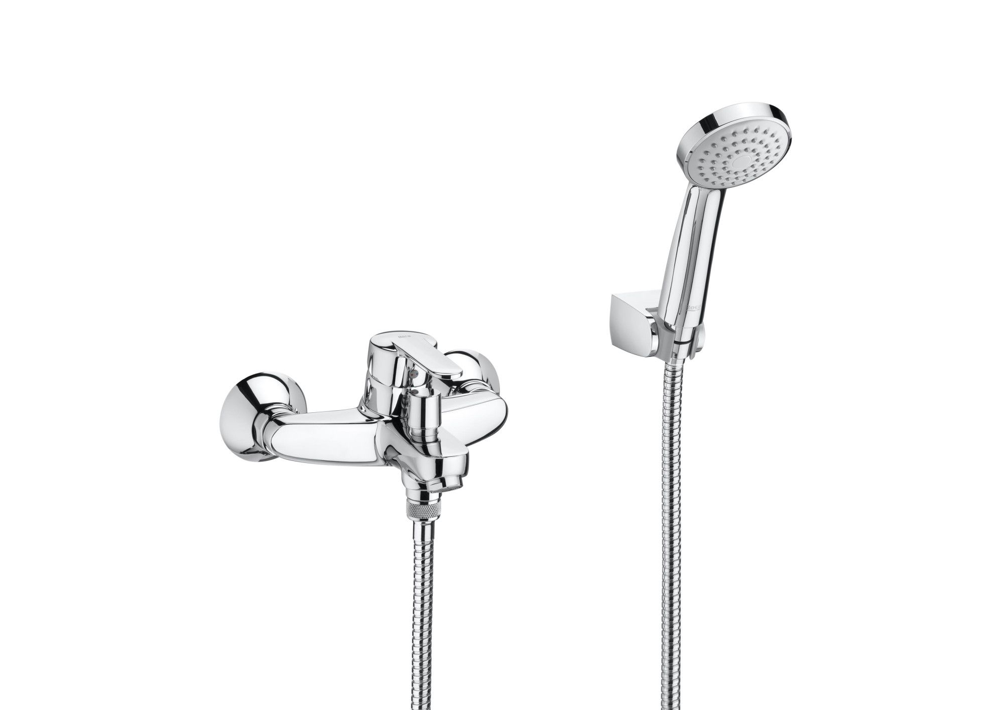 A5A0125C02 Однорычажный внешний смеситель для ванны и душа с автоматическим переключателем, ручной душ, гибкий шланг 1,70 м. и шарнирный кронштейн для душа ROCA Victoria