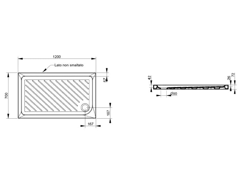 Керамический нескользящий прямоугольный поддон для душа Ceramica Dolomite Gemma2 ARCH-00083927 - Вид №5
