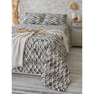 91764413 Покрывало Обуховская мануфактура для уюта в доме PS-hexa/gris 240x260 см хлопок цвет бежевый STLM-1376439
