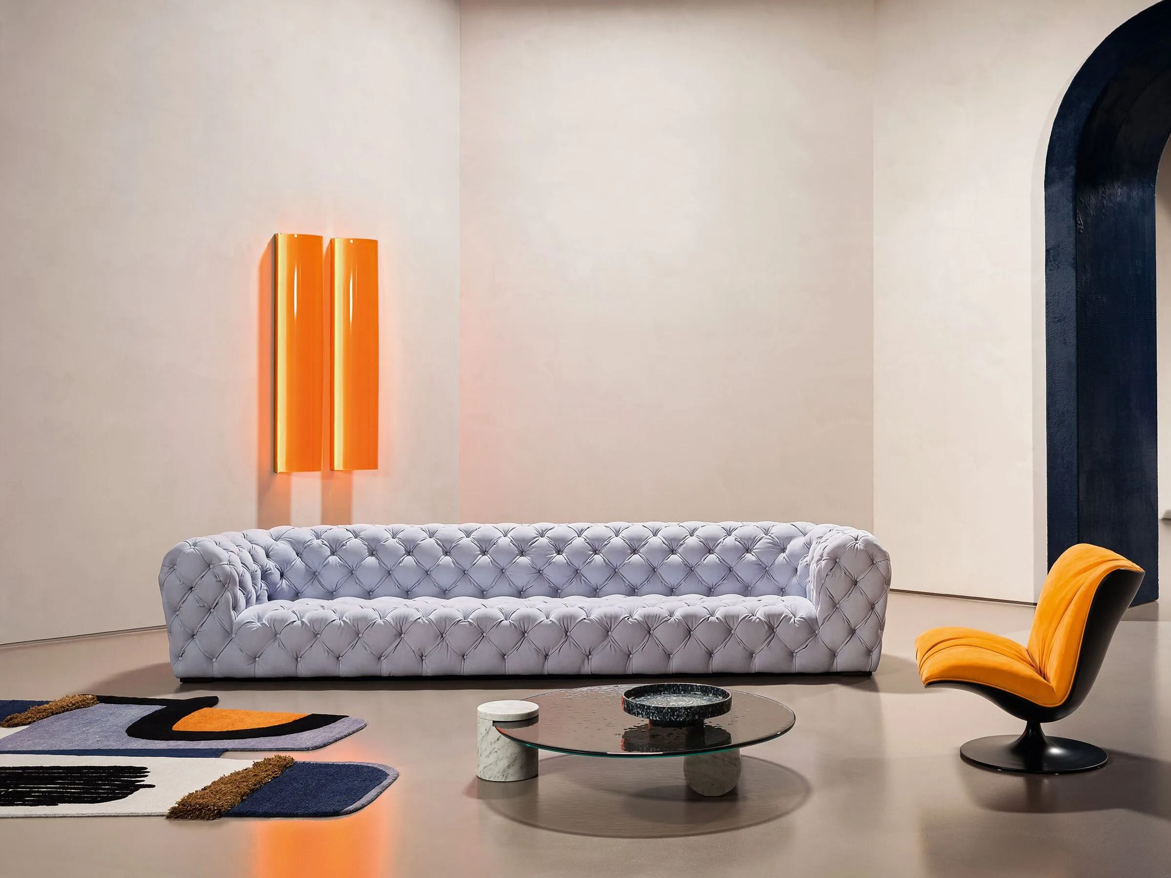 Кожаный линейный капитонный диван Baxter Chester moon ARCH-00091790 - Вид №3