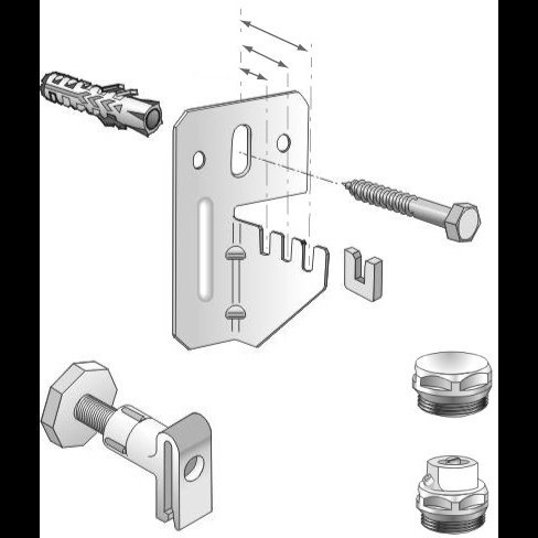 Комплект кронштейнов с заглушкой и воздухоотводчиком VOGEL&NOOT для крепления радиаторов (тип К) низ 1030681BO - Вид №1
