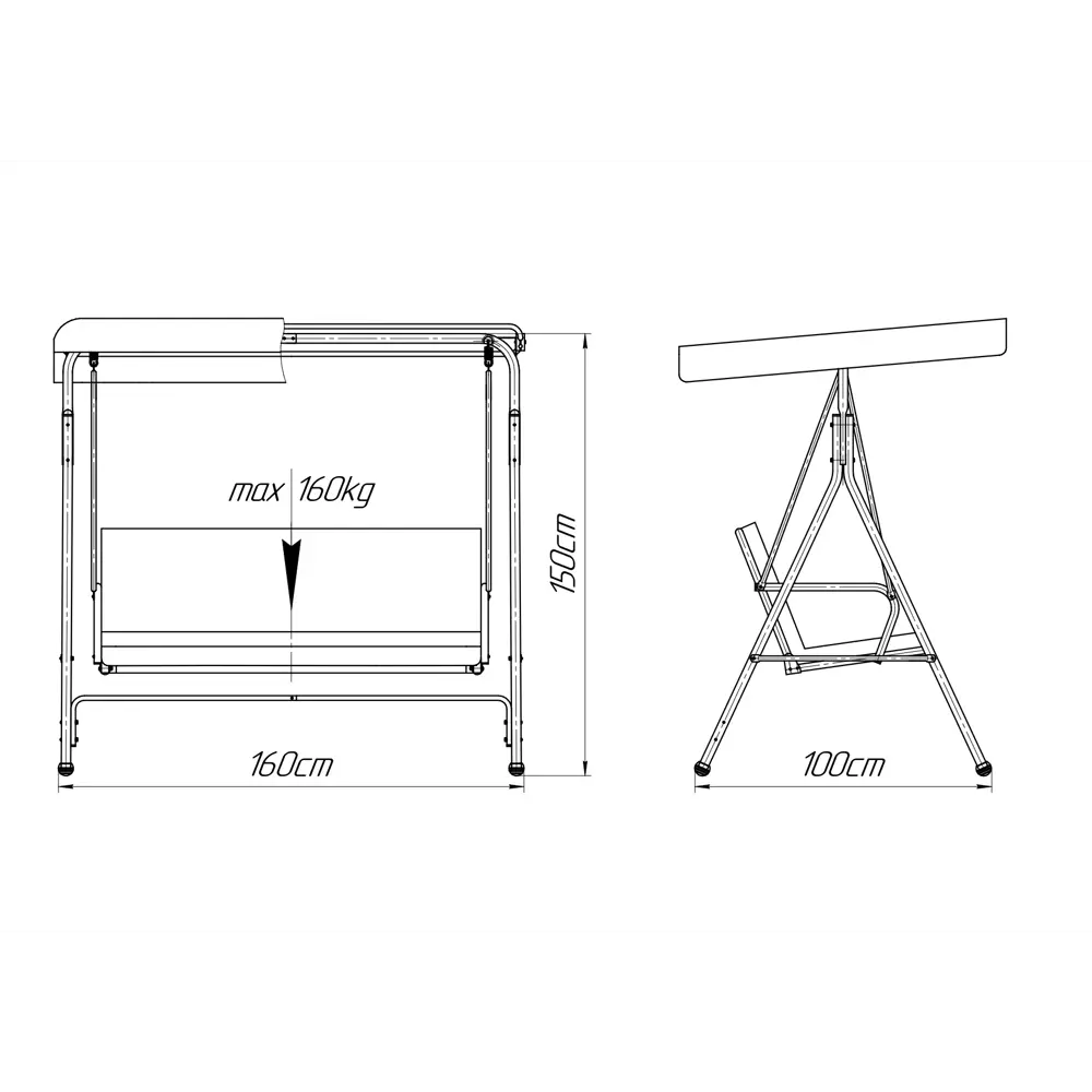 Santreyd Двухместные садовые качели с тентом, серые 89266377 STLM-0956310 - Вид №3