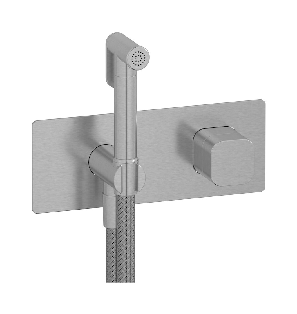 Внешние части гигенического душа со смесителем. WE ARE IB eo706ss_1 Brushed Nickel Elio