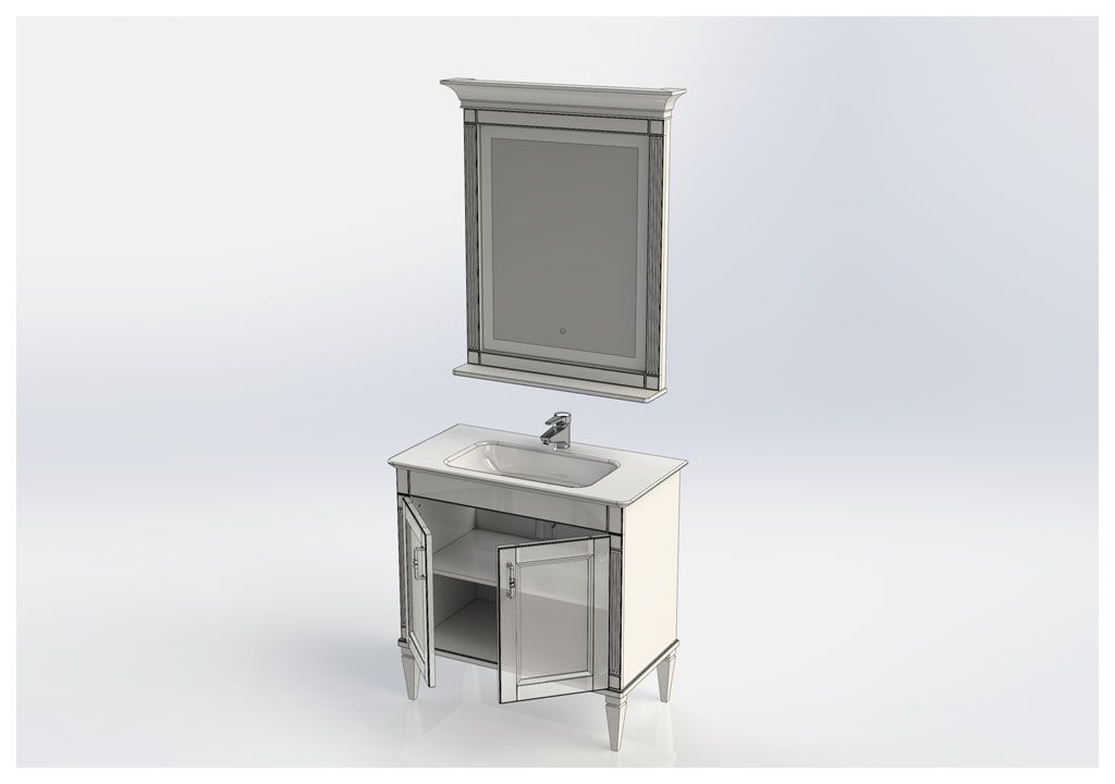 Комплект мебели для ванной Aquanet Селена 90 белый/серебро 00233126 - Вид №4