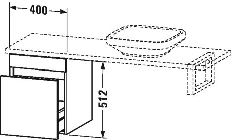 DS532104343 Шкафчик для компактной консоли DuraStyle #DS5321 400 x 478 мм Базальт матовый, декор Duravit - Вид №1
