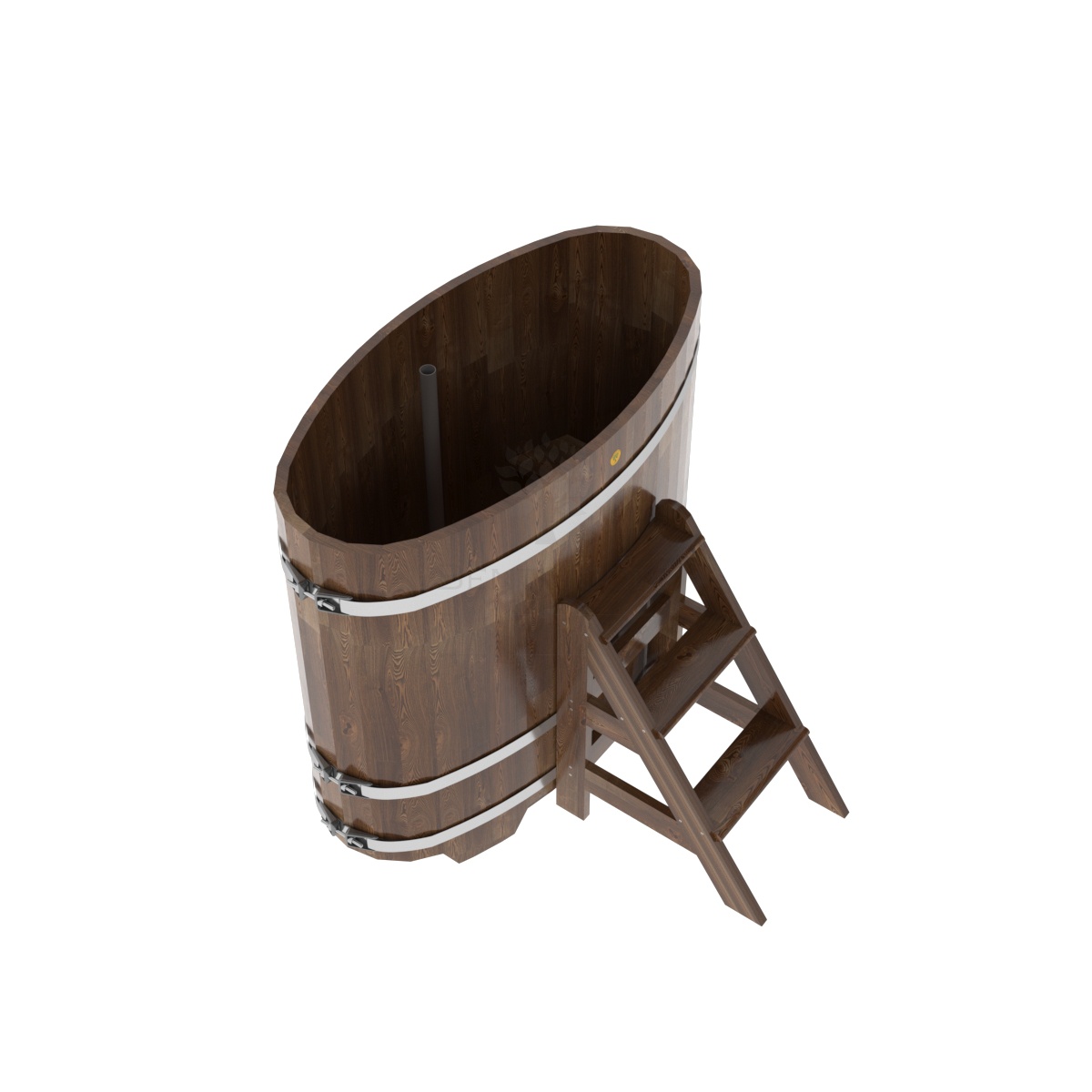 1376 Купель овальная из сращенных ламелей лиственницы 0,69х1,31х1,2 морёная Alyarus  - Вид №1