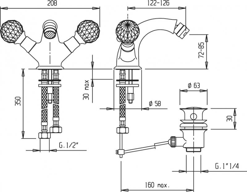 Смеситель для биде CEZARES NOSTALGIA-BS1-01 - Вид №1