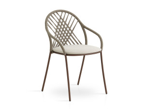 Штабелируемый садовый стул из нержавеющей стали и веревки с подлокотниками